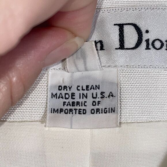 Vintage Christian Dior Cream and Navy Blazer Size 10 Elegant Classic Minimalist - Picture 4 of 12